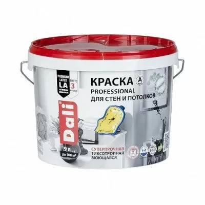 Краска для стен и потолков акриловая PROFESSIONAL Dali  база А 9 л