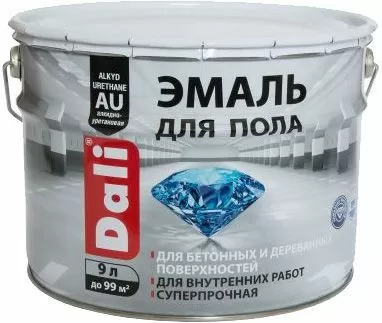 Эмаль для пола алкидно-уретановая моющаяся,  красно-коричневый RAL 3009  9л Dali